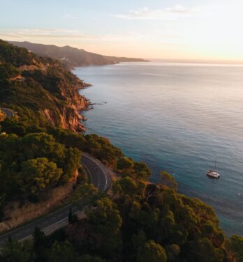 Zwischen dem Grün der Pinien und dem Blau des Mittelmeers